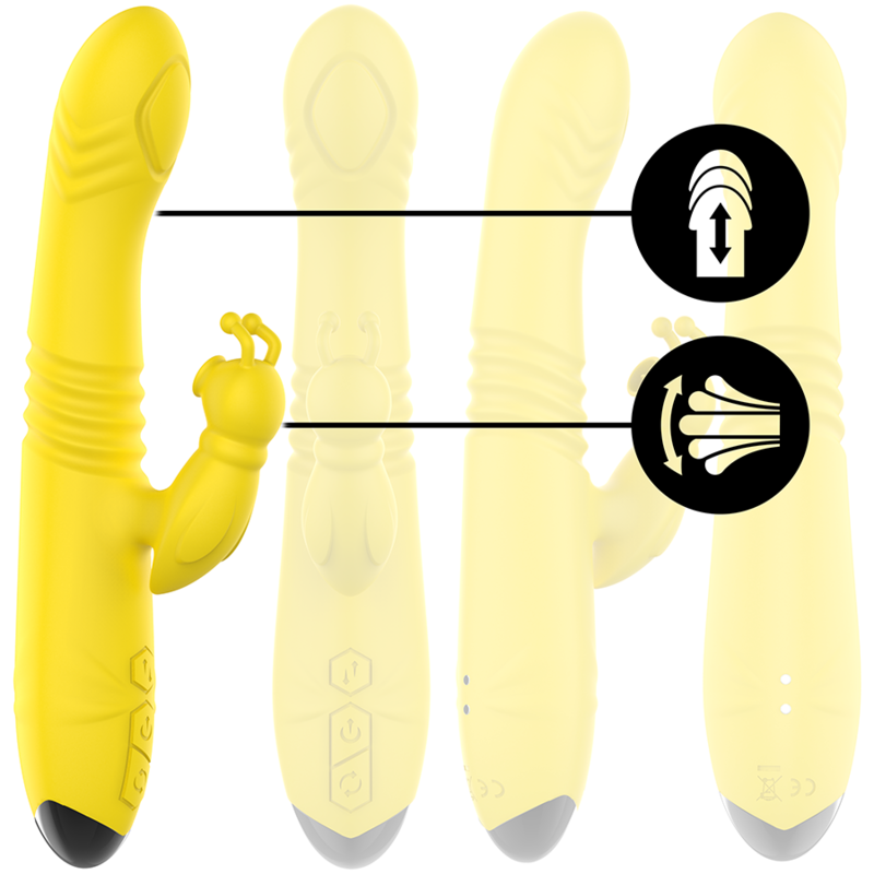 INTENSE - VIBRATEUR MULTIFONCTION TOKY UP & DOWN AVEC STIMULATEUR CLITORAL JAUNE – Image 2