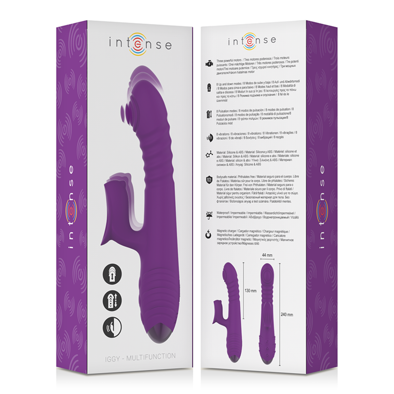 INTENSE - VIBRATEUR RECHARGEABLE MULTIFONCTION IGGY UP & DOWN AVEC STIMULATEUR CLITORAL VIOLET – Image 5