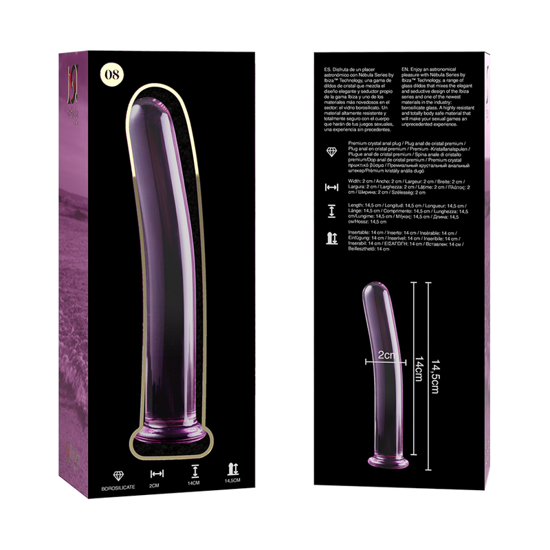 NEBULA SERIES BY IBIZA - MODÈLE 8 GODE EN VERRE BOROSILICATE ROSE 14.5 CM -O- 2 CM – Image 6