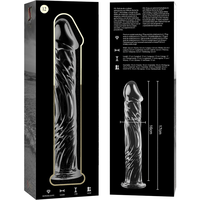 NEBULA SERIES BY IBIZA - MODÈLE 12 GODE EN VERRE BOROSILICATE CLAIR 17 CM -O- 3.5 CM – Image 6
