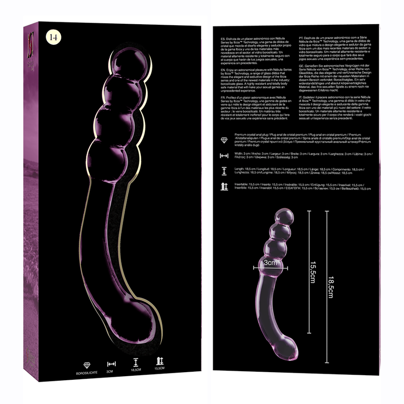 NEBULA SERIES BY IBIZA - MODÈLE 14 GODE EN VERRE BOROSILICATE ROSE 18.5 CM -O- 3 CM – Image 6