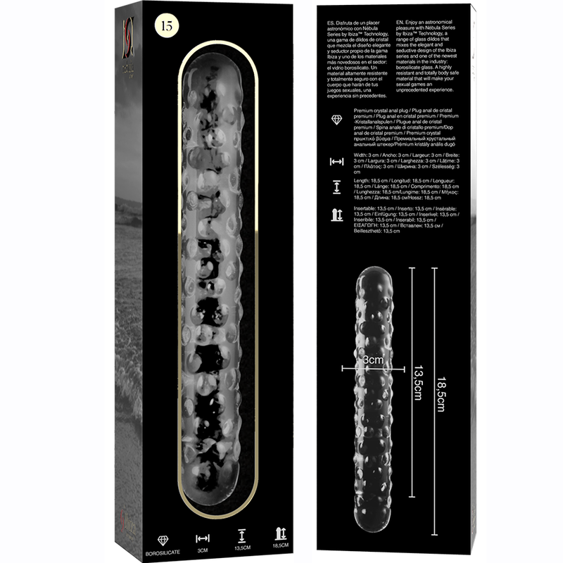 NEBULA SERIES BY IBIZA - MODÈLE 15 GODE EN VERRE BOROSILICATE CLAIR 18.5 CM -O- 3 CM – Image 6