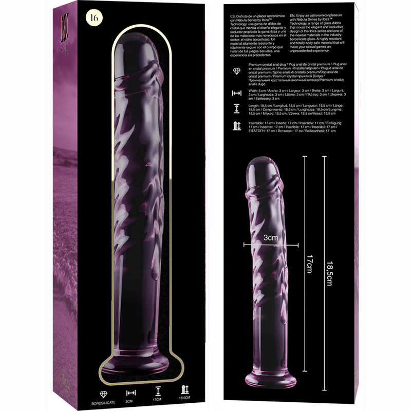 NEBULA SERIES BY IBIZA - MODÈLE 16 GODE EN VERRE BOROSILICATE ROSE 18.5 CM -O- 3 CM – Image 6