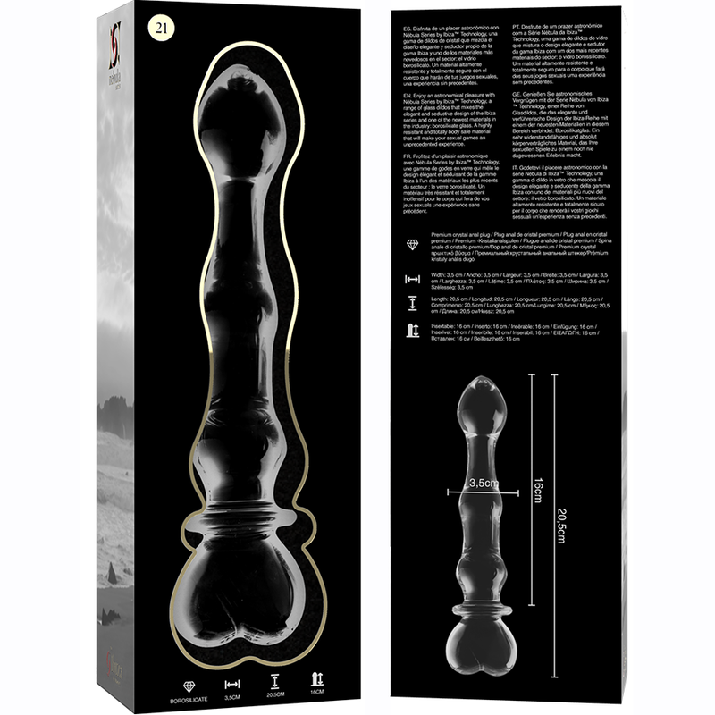 NEBULA SERIES BY IBIZA - MODÈLE 21 GODE EN VERRE BOROSILICATE CLAIR 20.5 CM -O- 3.5 CM – Image 6