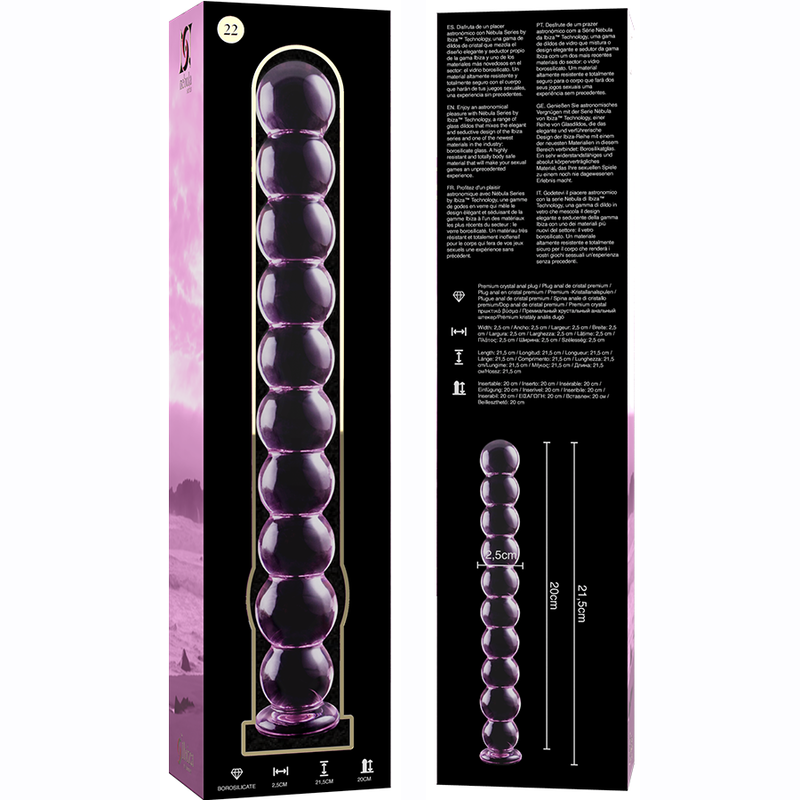 NEBULA SERIES BY IBIZA - MODÈLE 22 GODE EN VERRE BOROSILICATE ROSE 21.5 CM -O- 2.5 CM – Image 6