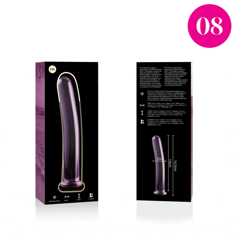 NEBULA SERIES BY IBIZA - MODÈLE 8 GODE EN VERRE BOROSILICATE ROSE 14.5 CM -O- 2 CM – Image 4