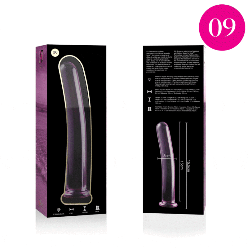 NEBULA SERIES BY IBIZA - MODÈLE 9 GODE EN VERRE BOROSILICATE ROSE 15.5 CM -O- 2.5 CM – Image 4