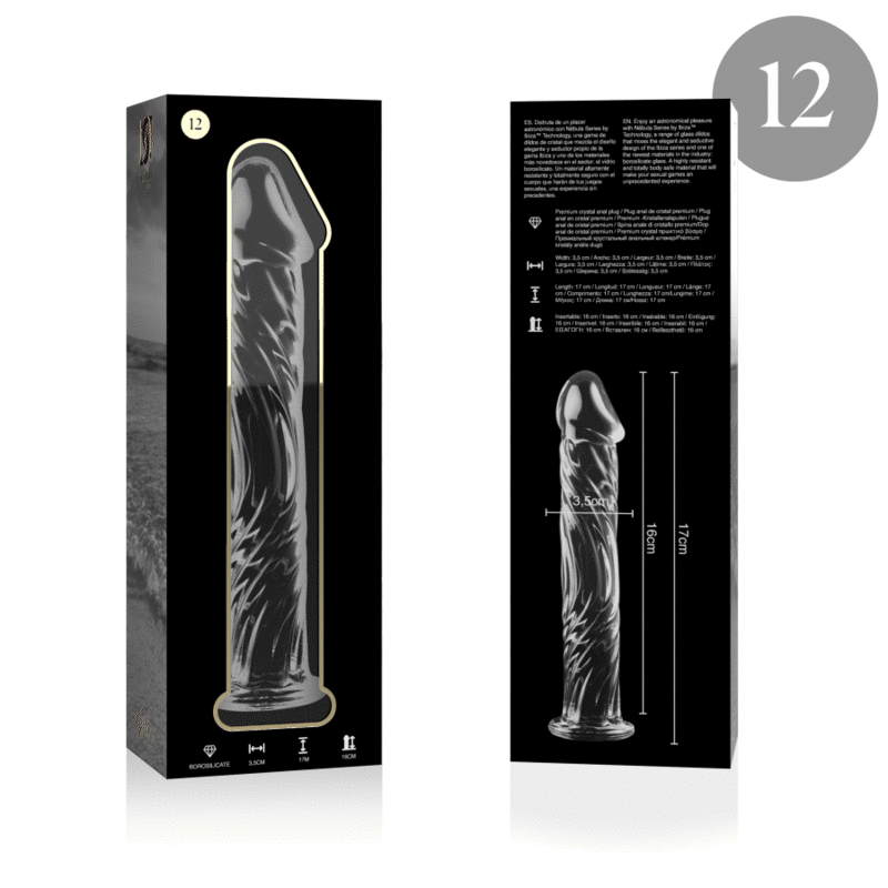 NEBULA SERIES BY IBIZA - MODÈLE 12 GODE EN VERRE BOROSILICATE CLAIR 17 CM -O- 3.5 CM – Image 4