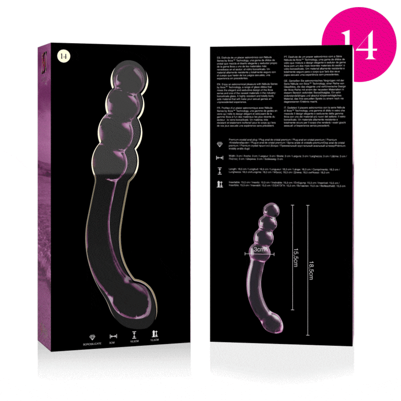 NEBULA SERIES BY IBIZA - MODÈLE 14 GODE EN VERRE BOROSILICATE ROSE 18.5 CM -O- 3 CM – Image 4