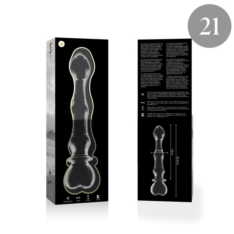 NEBULA SERIES BY IBIZA - MODÈLE 21 GODE EN VERRE BOROSILICATE CLAIR 20.5 CM -O- 3.5 CM – Image 4