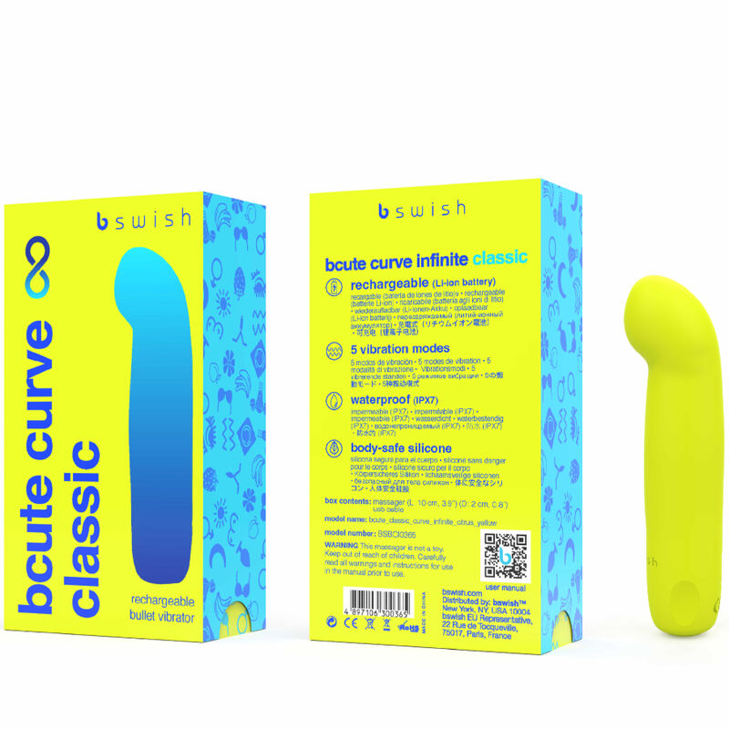 B SWISH - VIBRATEUR EN SILICONE RECHARGEABLE BCUTE CURVE INFINITE CLASSIC JAUNE – Image 3