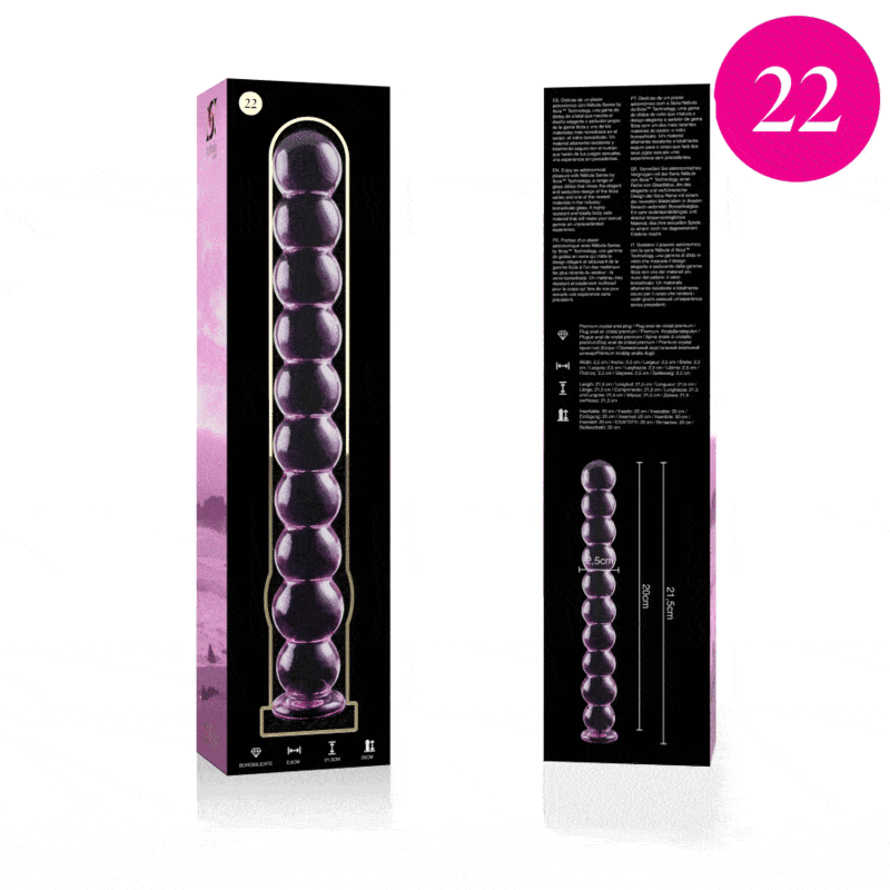 NEBULA SERIES BY IBIZA - MODÈLE 22 GODE EN VERRE BOROSILICATE ROSE 21.5 CM -O- 2.5 CM – Image 4