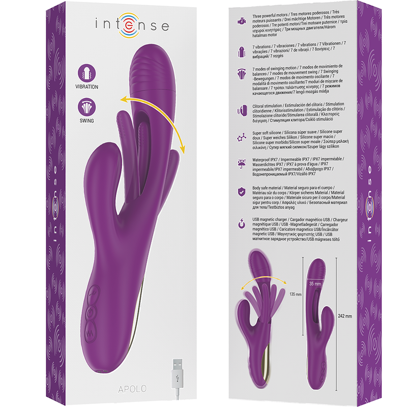 INTENSE - APOLO VIBRATEUR MULTIFONCTION RECHARGEABLE 7 VIBRATIONS AVEC LANGUE OSCILLANTE VIOLET – Image 7