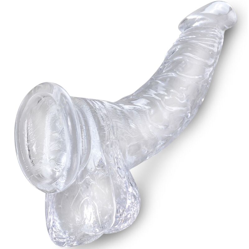 KING COCK - CLEAR PÉNIS COURBE RÉALISTE AVEC BOULES 16.5 CM TRANSPARENT – Image 3