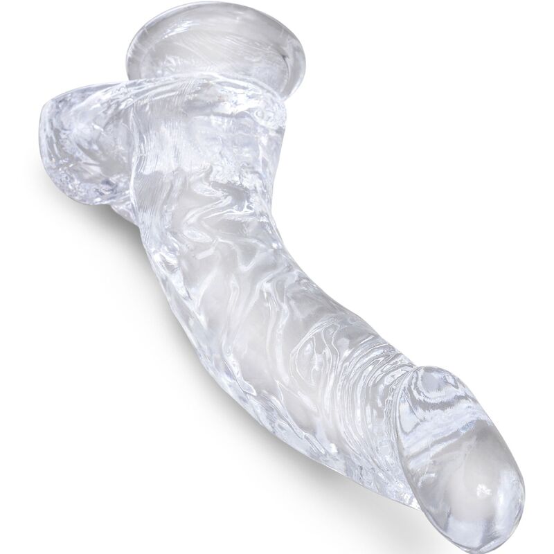 KING COCK - CLEAR PÉNIS COURBE RÉALISTE AVEC BOULES 16.5 CM TRANSPARENT – Image 2