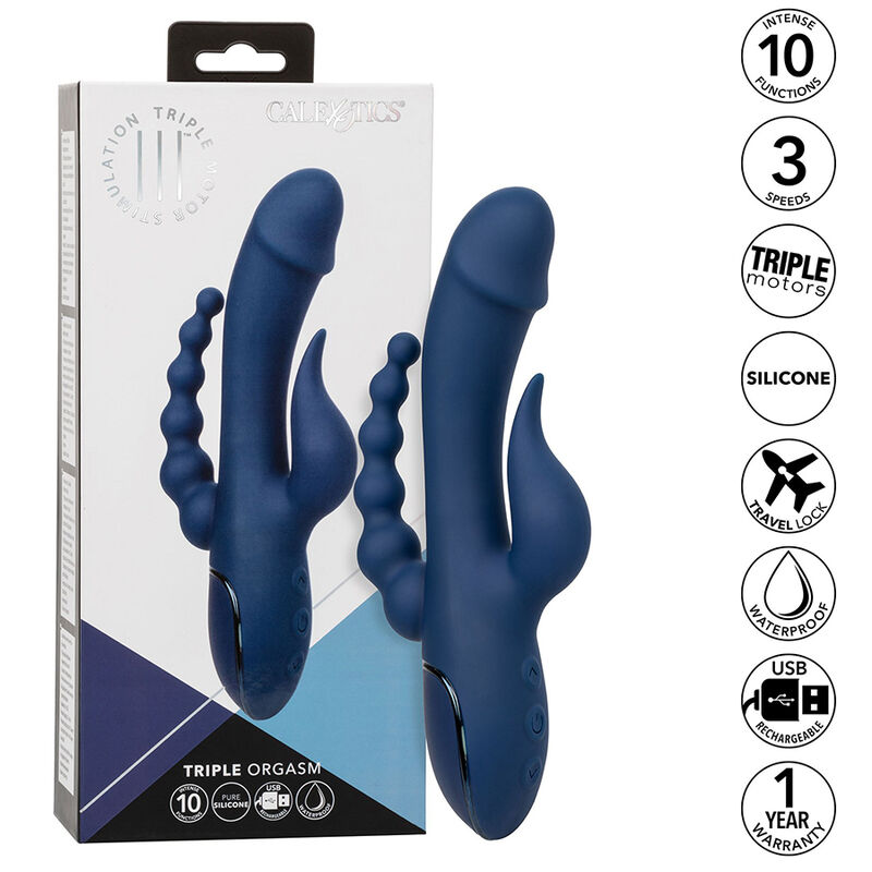 CALEXOTICS - VIBRATEUR TRIPLE ORGASME BLEU – Image 2