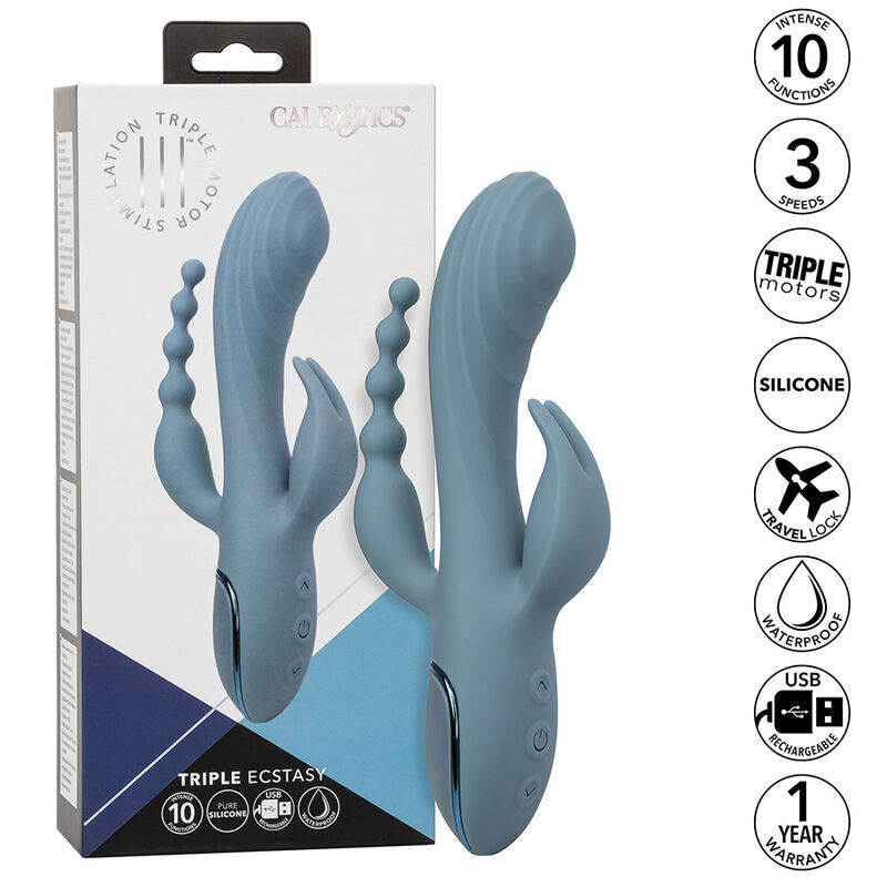 CALEXOTICS - VIBRATEUR TRIPLE ECSTASY GRIS – Image 2