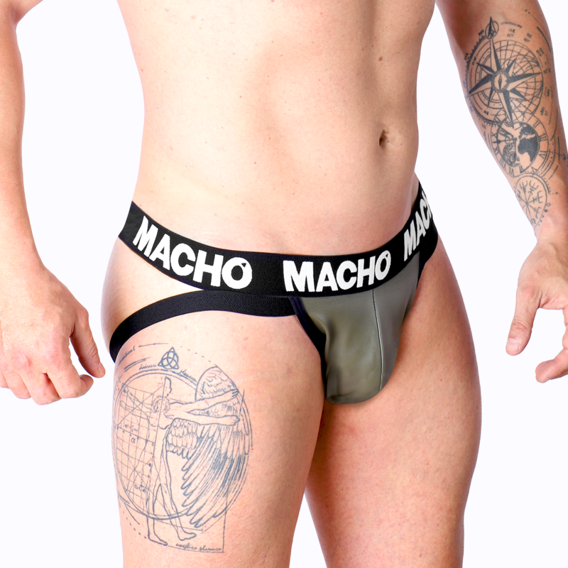 MACHO - MX27GR JOCK CUIR GRIS BEIGE M – Image 2