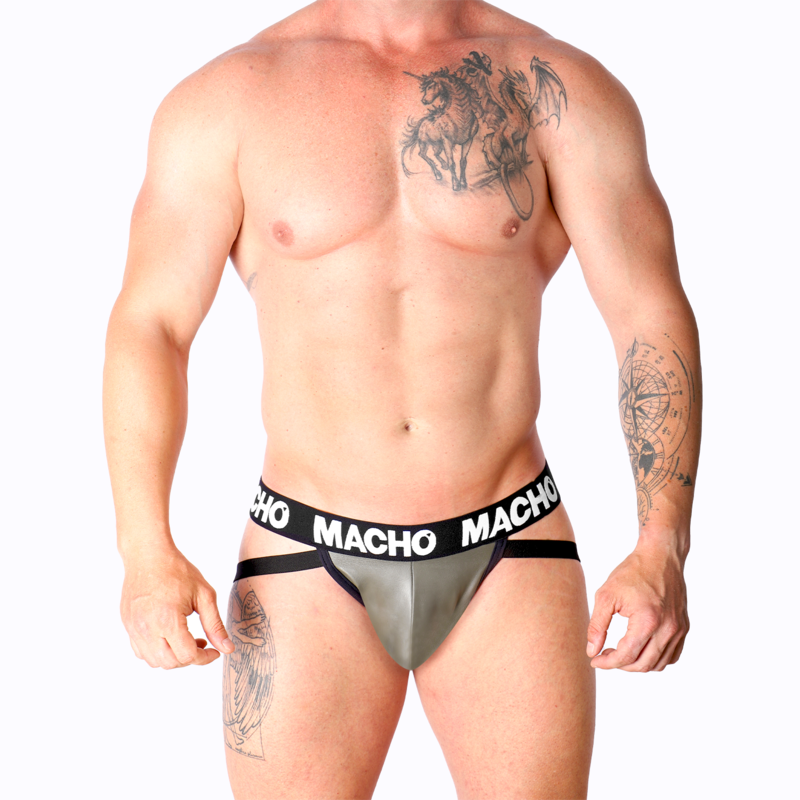 MACHO - MX27GR JOCK CUIR GRIS BEIGE S – Image 5