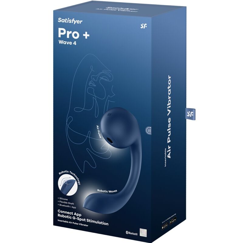 SATISFYER - PRO+ WAVE 4 STIMULATEUR POINT G ET IMPULSION D'AIR APPLICATION GRATUITE BLEU FONCÉ – Image 6