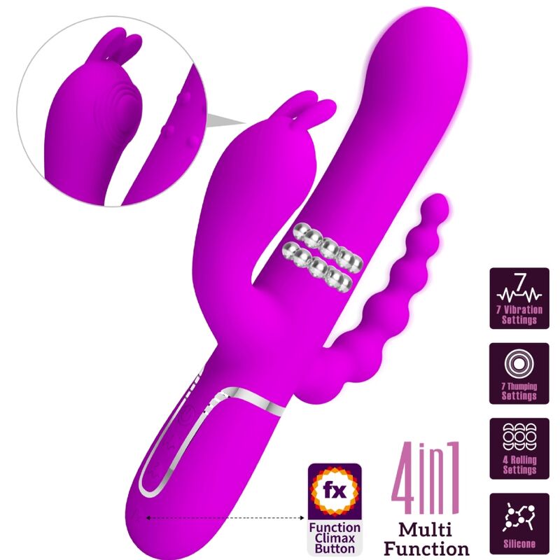 PRETTY LOVE - CAMMY TRIPLE VIBRATEUR MULTIFONCTION 4 EN 1 ROSE – Image 9