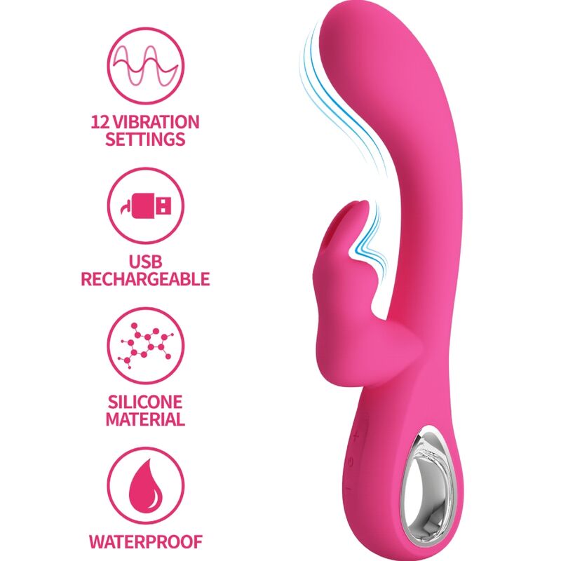 PRETTY LOVE - VIBRATEUR NOVAK RABBIT 12 VIBRATIONS ROSE – Image 2