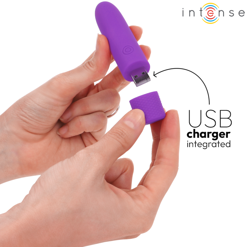 INTENSE - SYMONE BULLET VIBRANT RECHARGEABLE USB 8 VIBRATIONS VIOLET 10 X 2,2 CM – Image 5