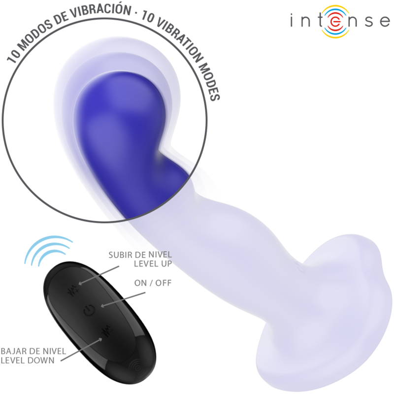 INTENSE - SHORTY VIBRATEUR AVEC VENTOUSE TÉLÉCOMMANDE BLEUE – Image 3