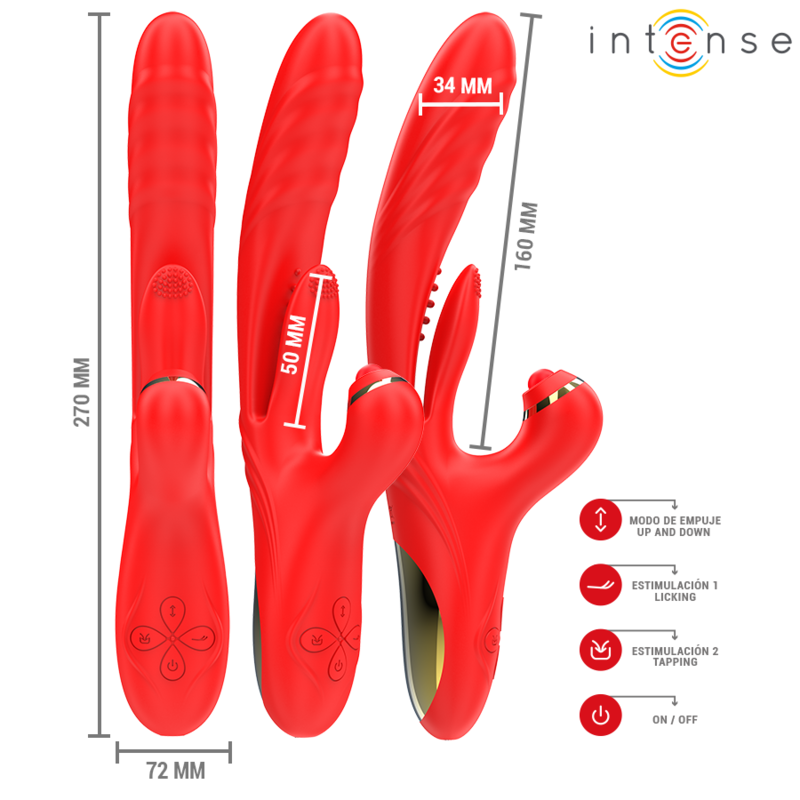 INTENSE - ROSALIA VIBRATEUR MULTIFONCTION 3 EN 1 ROUGE – Image 2