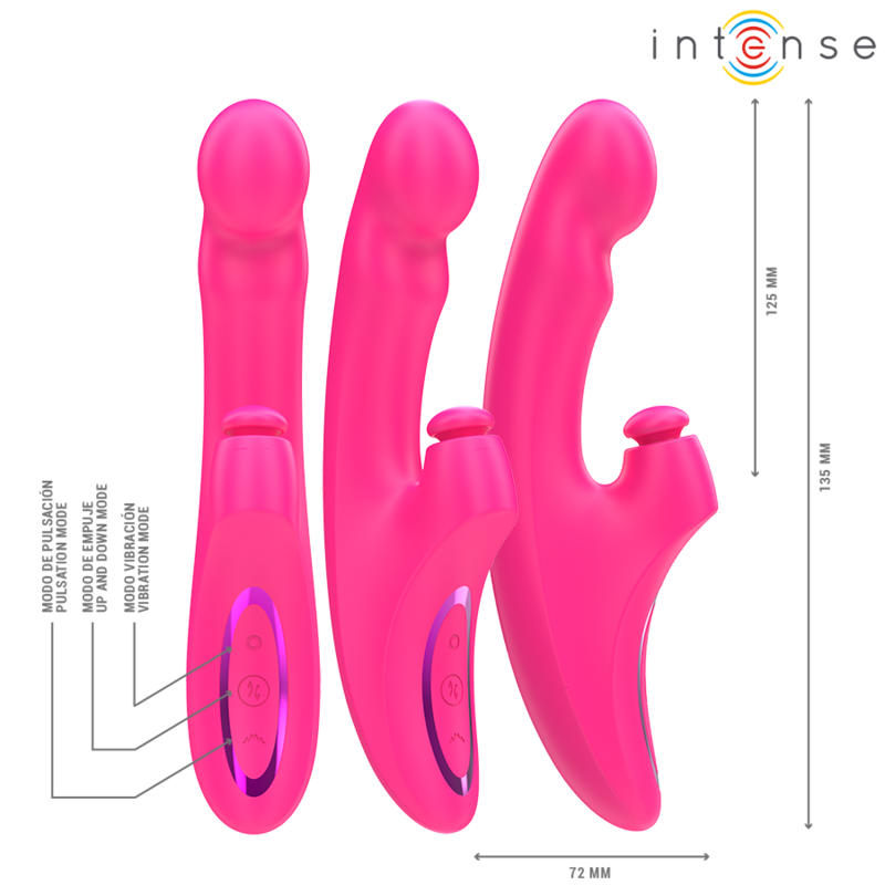 INTENSE - EMI VIBRATEUR 13,5 CM MULTIFONCTION 3 EN 1 10 VIBRATIONS ROSE – Image 2