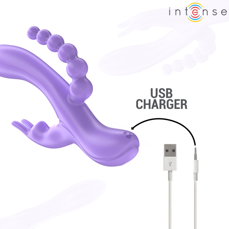 INTENSE - MIKO TRIPLE VIBRATEUR LAPIN & STIMULATEUR & ANAL 7 VIBRATIONS VIOLET – Image 6
