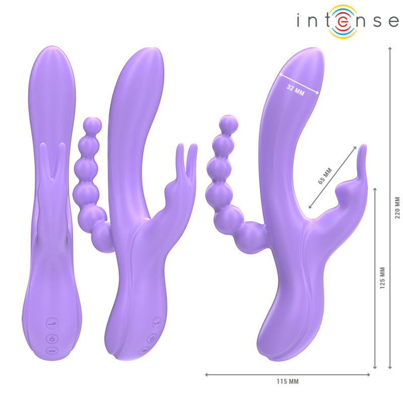 INTENSE - MIKO TRIPLE VIBRATEUR LAPIN & STIMULATEUR & ANAL 7 VIBRATIONS VIOLET – Image 2