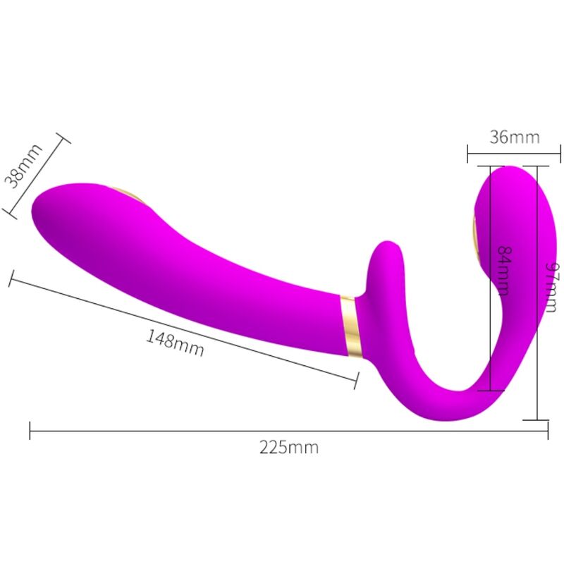 PRETTY LOVE - THUNDERBIRD DOUBLE VIBRATEUR STRAP-ON AVEC TÉLÉCOMMANDE VIOLET – Image 4