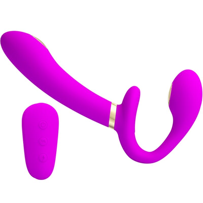 PRETTY LOVE - THUNDERBIRD DOUBLE VIBRATEUR STRAP-ON AVEC TÉLÉCOMMANDE VIOLET – Image 2