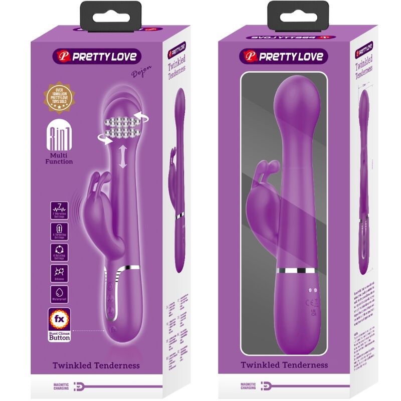 PRETTY LOVE - VIBRATEUR LAPIN MULTIFONCTION 3 EN 1 DEJON VIOLET – Image 8