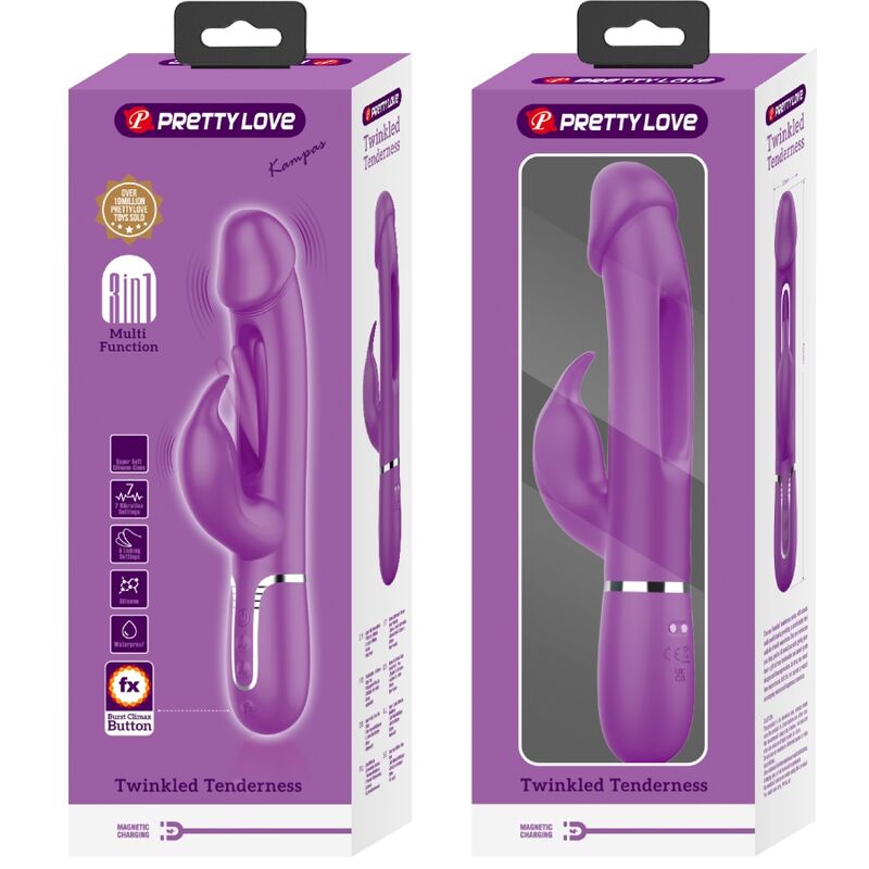 PRETTY LOVE - KAMPAS VIBRATEUR LAPIN MULTIFONCTION 3 EN 1 VIOLET – Image 8