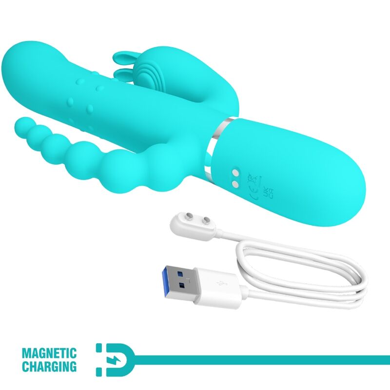 PRETTY LOVE - CAMMY 4 EN 1 VIBRATEUR MULTIFONCTION TRIPPLE RABBIT BLEU – Image 8