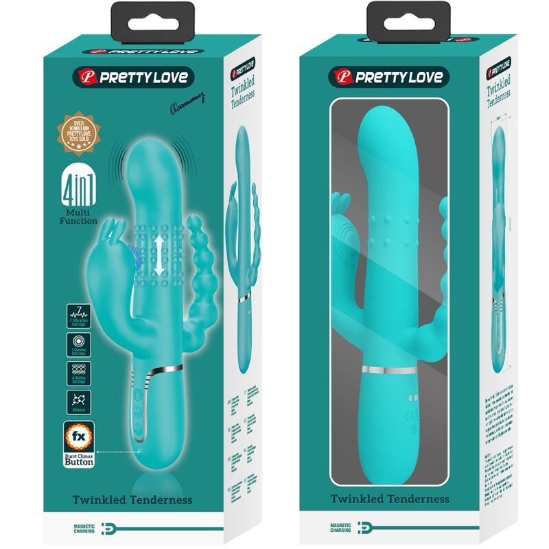 PRETTY LOVE - CAMMY 4 EN 1 VIBRATEUR MULTIFONCTION TRIPPLE RABBIT BLEU – Image 9