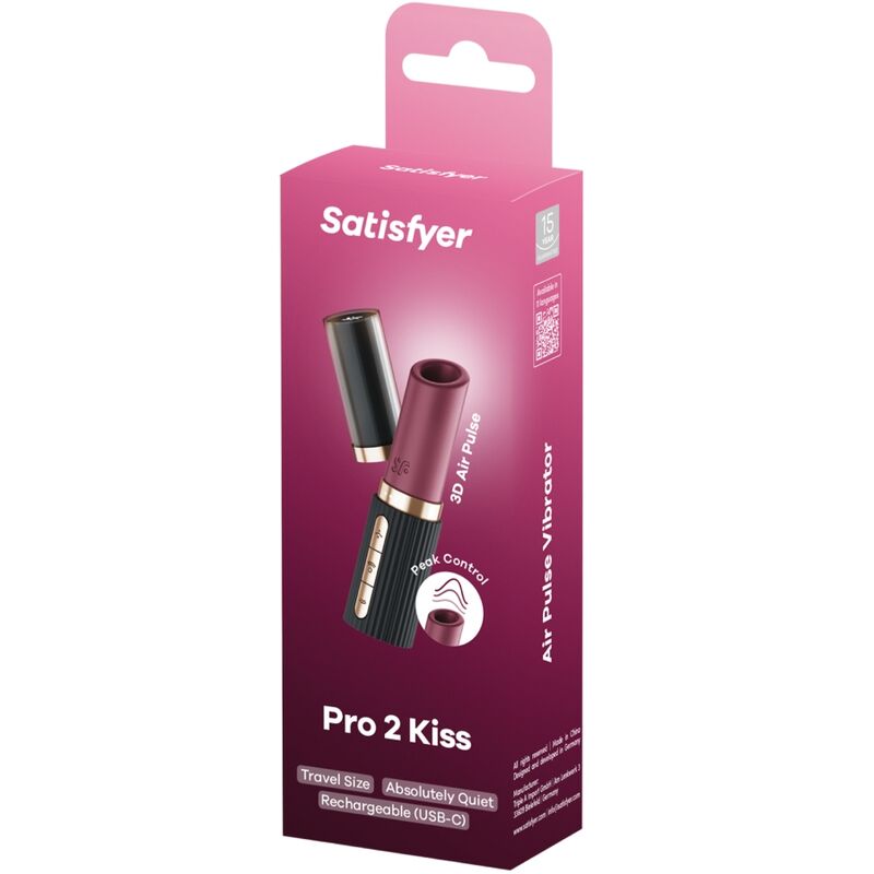 SATISFYER - STIMULATEUR DE CLITORIS PRO 2 KISS WAVE GRENAT / NOIR – Image 6