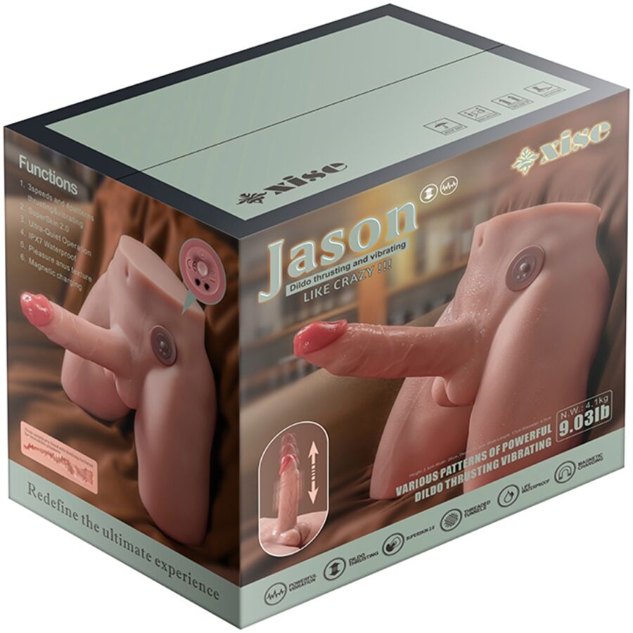 XISE - JASON GODE MASTURBATEUR RÉALISTE AVEC POUSSÉES ET VIBRATIONS 17 CM – Image 14