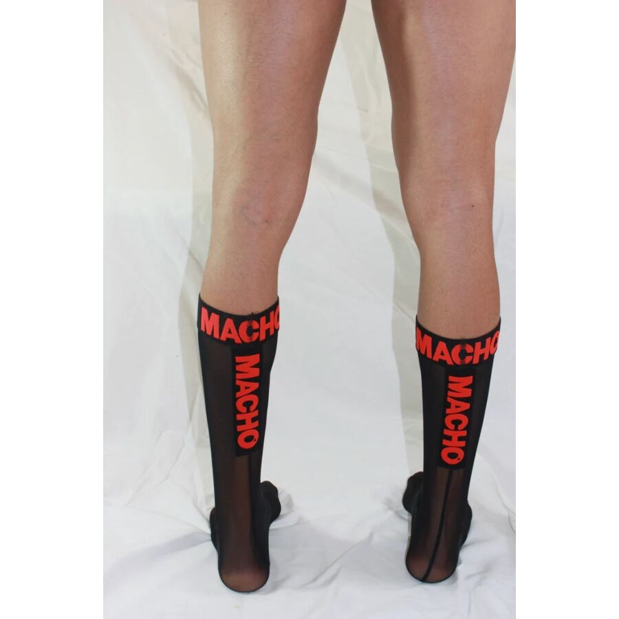 MACHO - CHAUSSETTES FINES TAILLE UNIQUE NOIR/ROUGE – Image 5