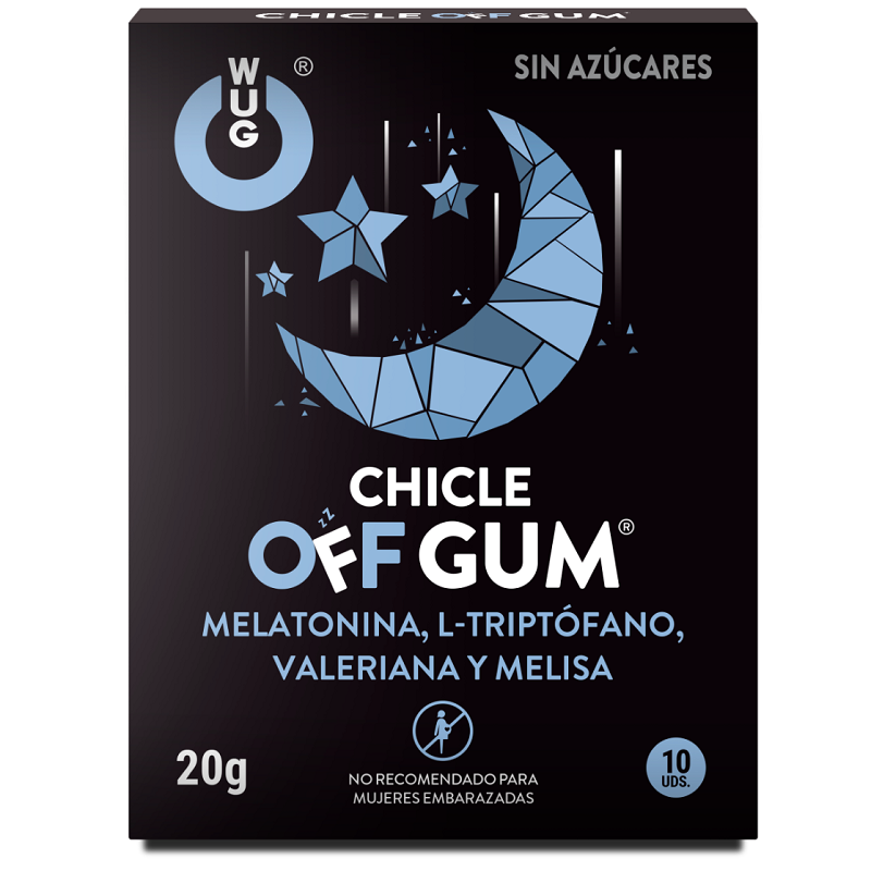 WUG GUM - OFF VALERIAN, TRYPTOPHAN, LEMON BALM AND MELATONIN 10 UNITS – Image 2