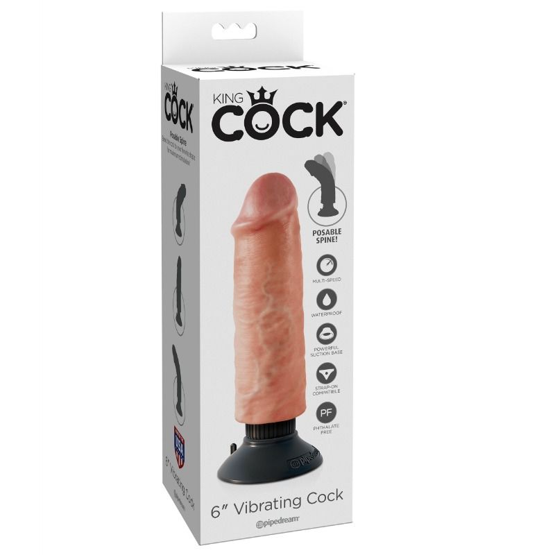 KING COCK - GODE VIBRATEUR 15.24 CM NATUREL – Image 2