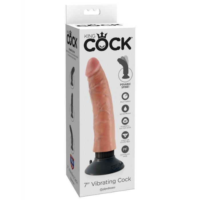 KING COCK - GODE VIBRATEUR 17.78 CM NATUREL – Image 2