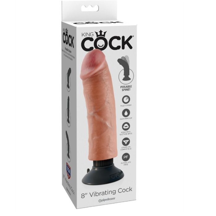 KING COCK - GODE VIBRATEUR 20.32 CM NATUREL – Image 2