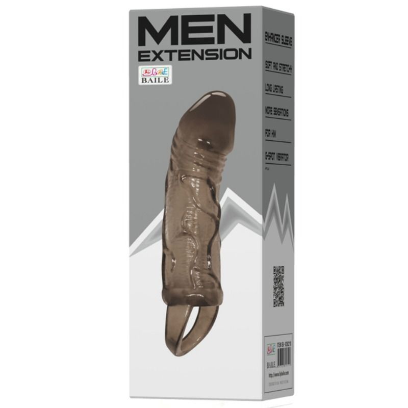 BAILE - HOUSSE DEXTENSION DE PÉNIS AVEC SANGLE POUR TESTICULES NOIR 13.5 CM – Image 2