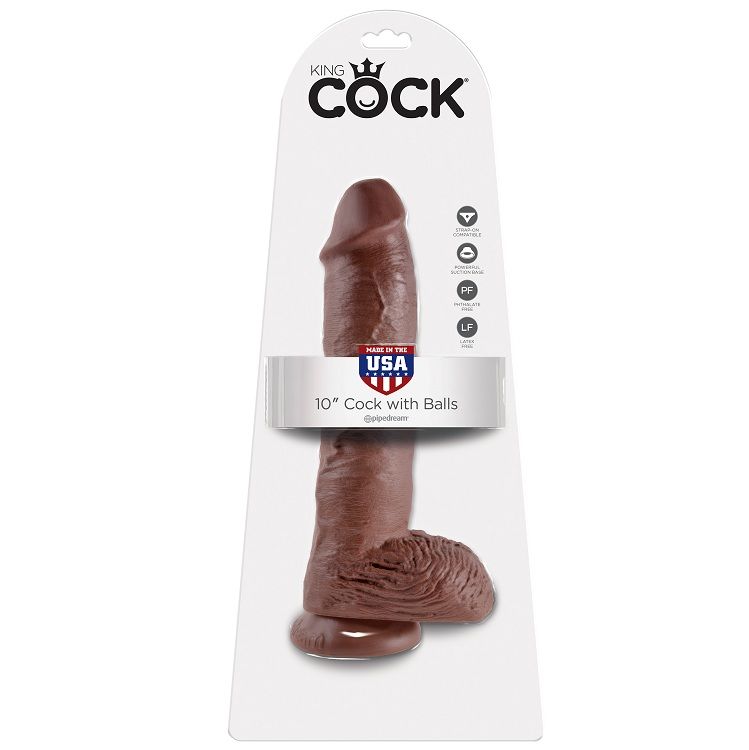 KING COCK - 10 GODE MARRON AVEC BOULES 25.4 CM – Image 2