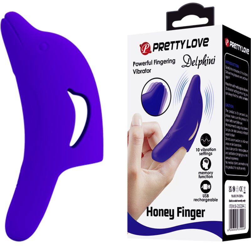 PRETTY LOVE - PUISSANT STIMULATEUR DE DOIGTS BLEU FONCÉ DELPHINI – Image 2