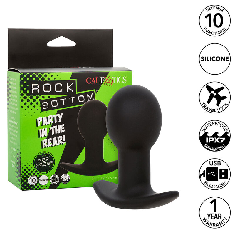 CALEXOTICS - ROCK BOTTOM PLUG ANAL 10 VIBRATIONS SILICONE NOIR – Image 2