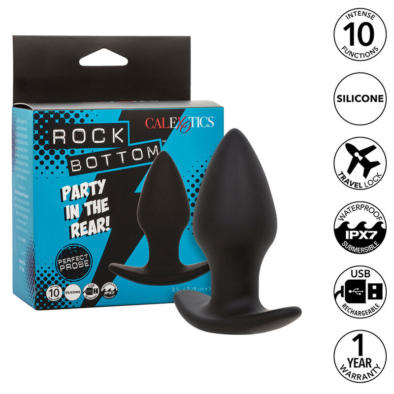 CALEXOTICS - ROCK BOTTOM PLUG ANAL PARFAIT 10 VIBRATIONS SILICONE NOIR – Image 2